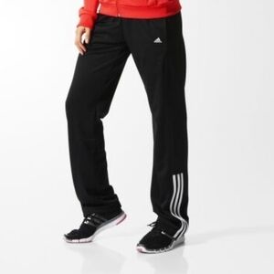 Adidas Black Freida Suit Track Pants with Signature Stripes, Size Medium